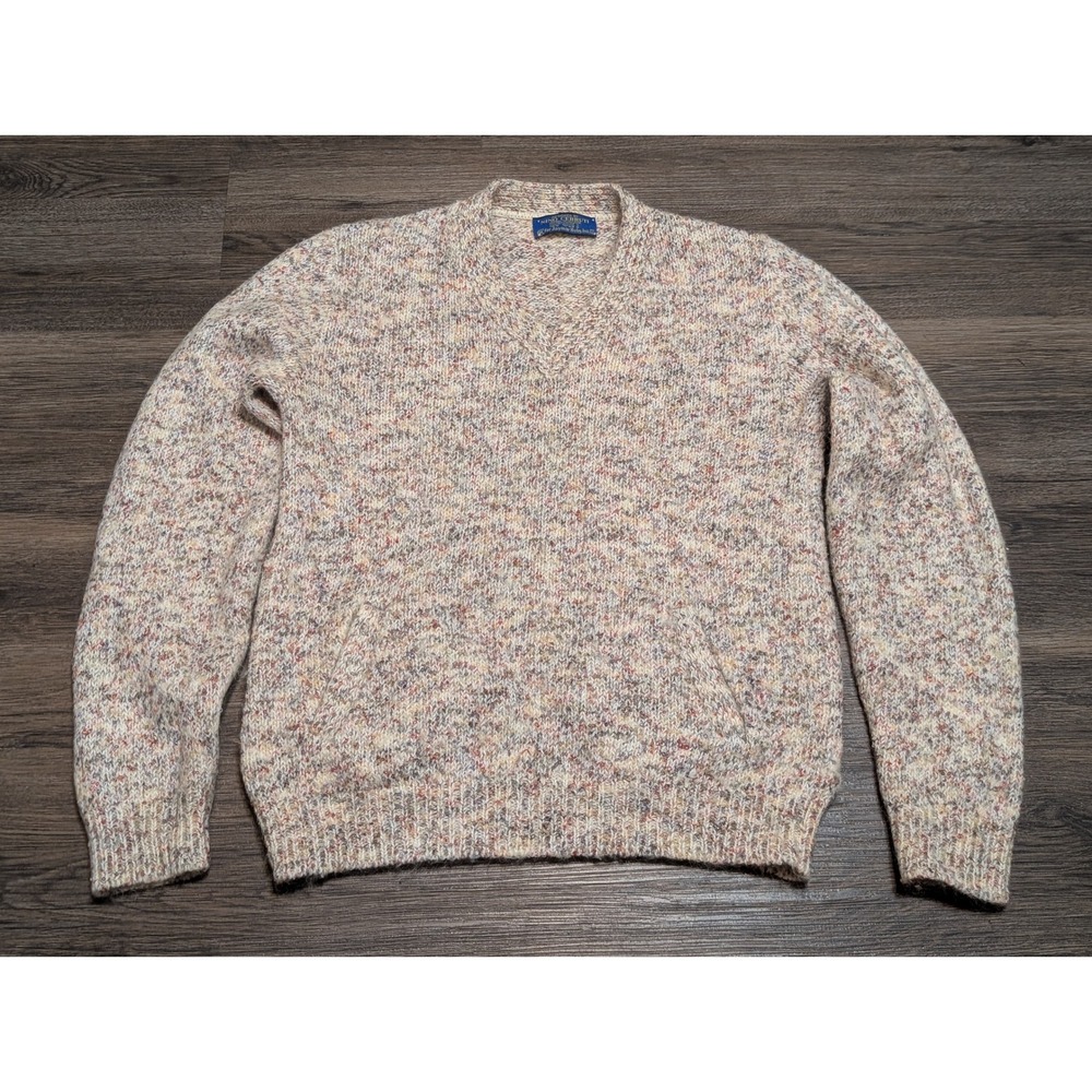 Vintage Nino Cerruti Sport V-Neck Sweater Men Small Multicolor Marled Knit Pouch